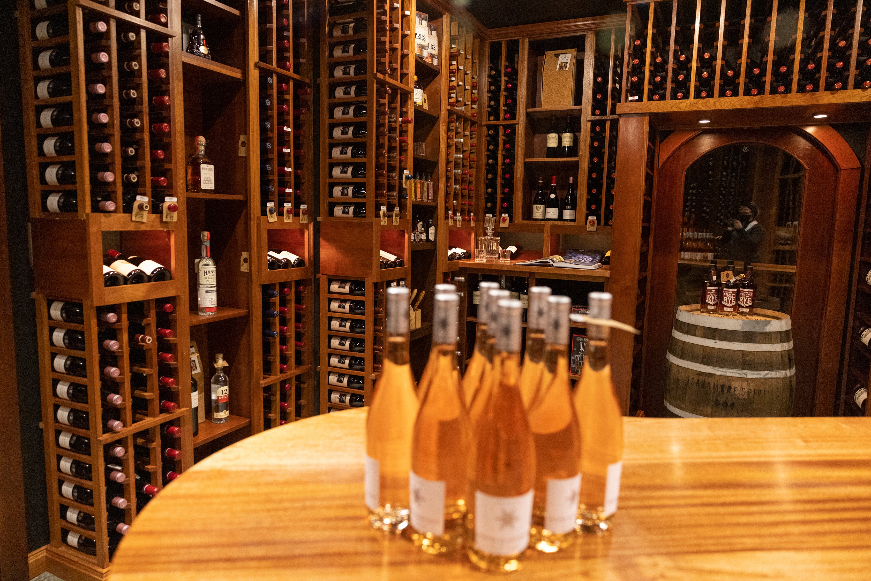 Wine bottle display in the Curator 