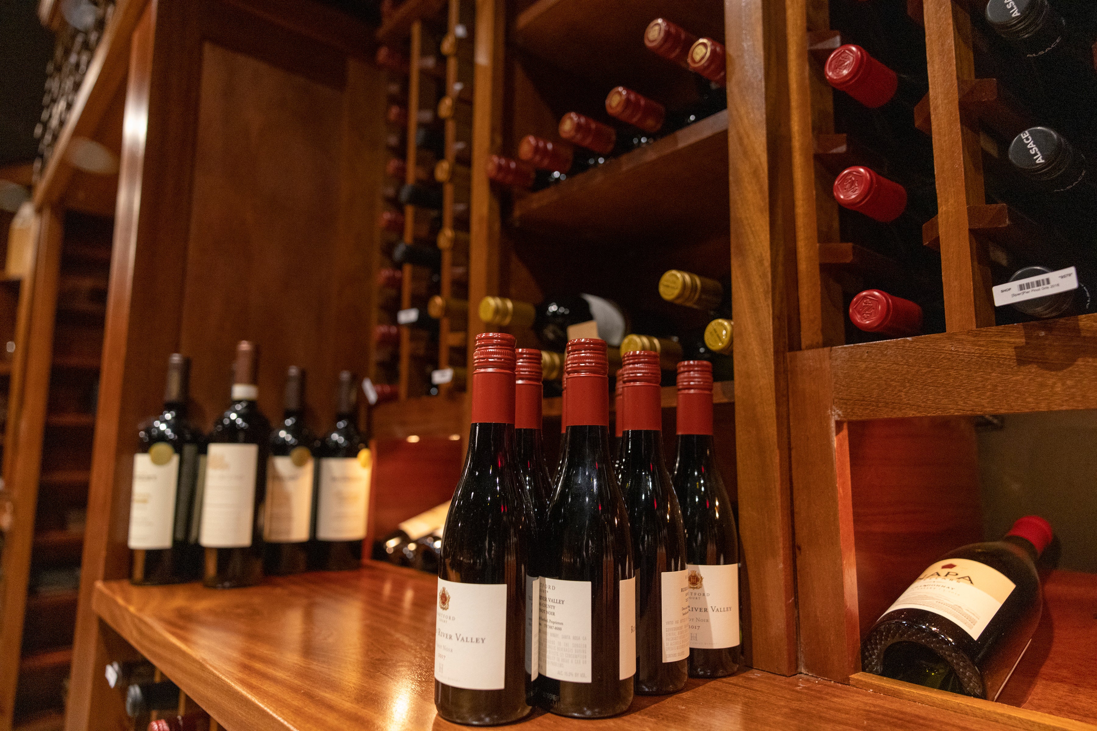 Wine bottle selection at The Curator