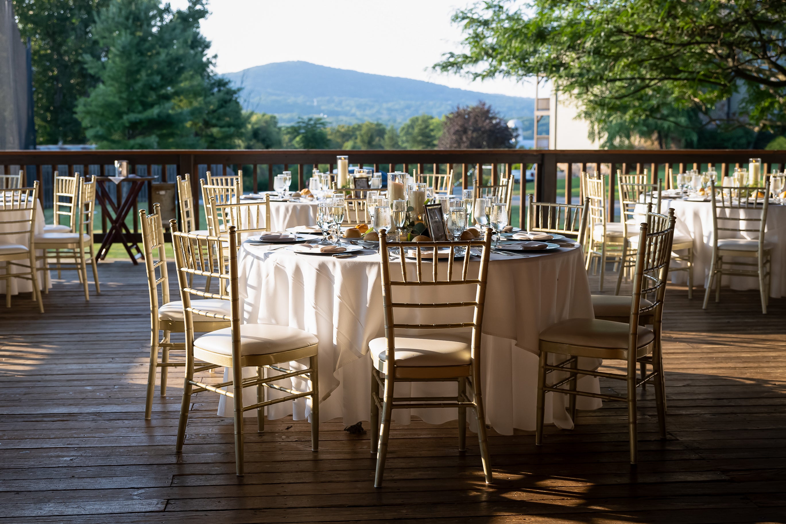 Sweetgrass Pavillion wedding reception venue with mountain view