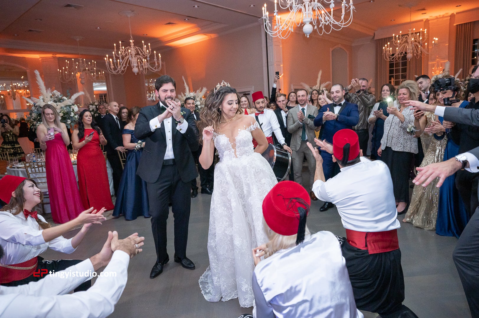 Bride and Groom in the middle of the dance floor