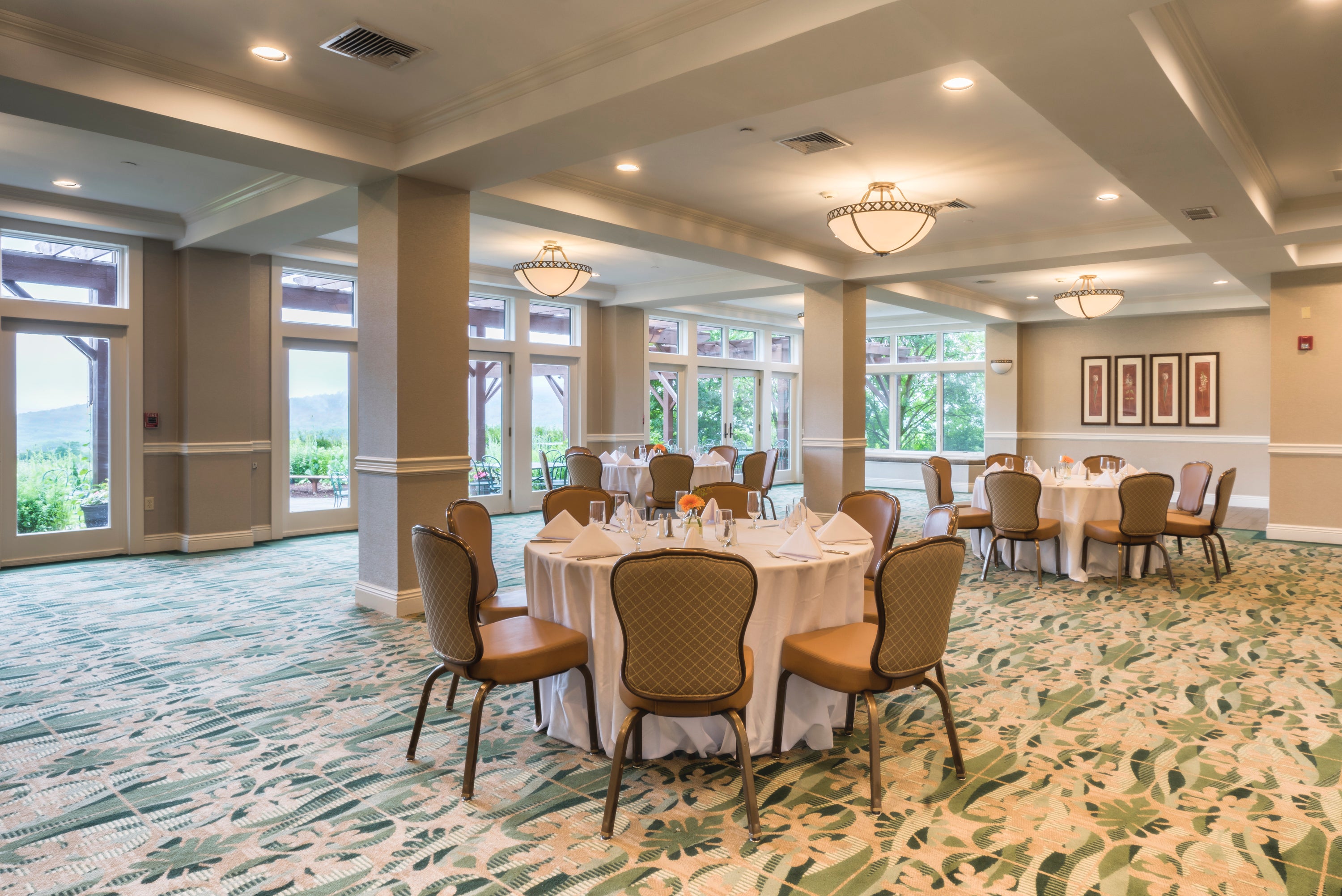 The Garden Room set up for a corporate meeting at Crystal Springs Resort