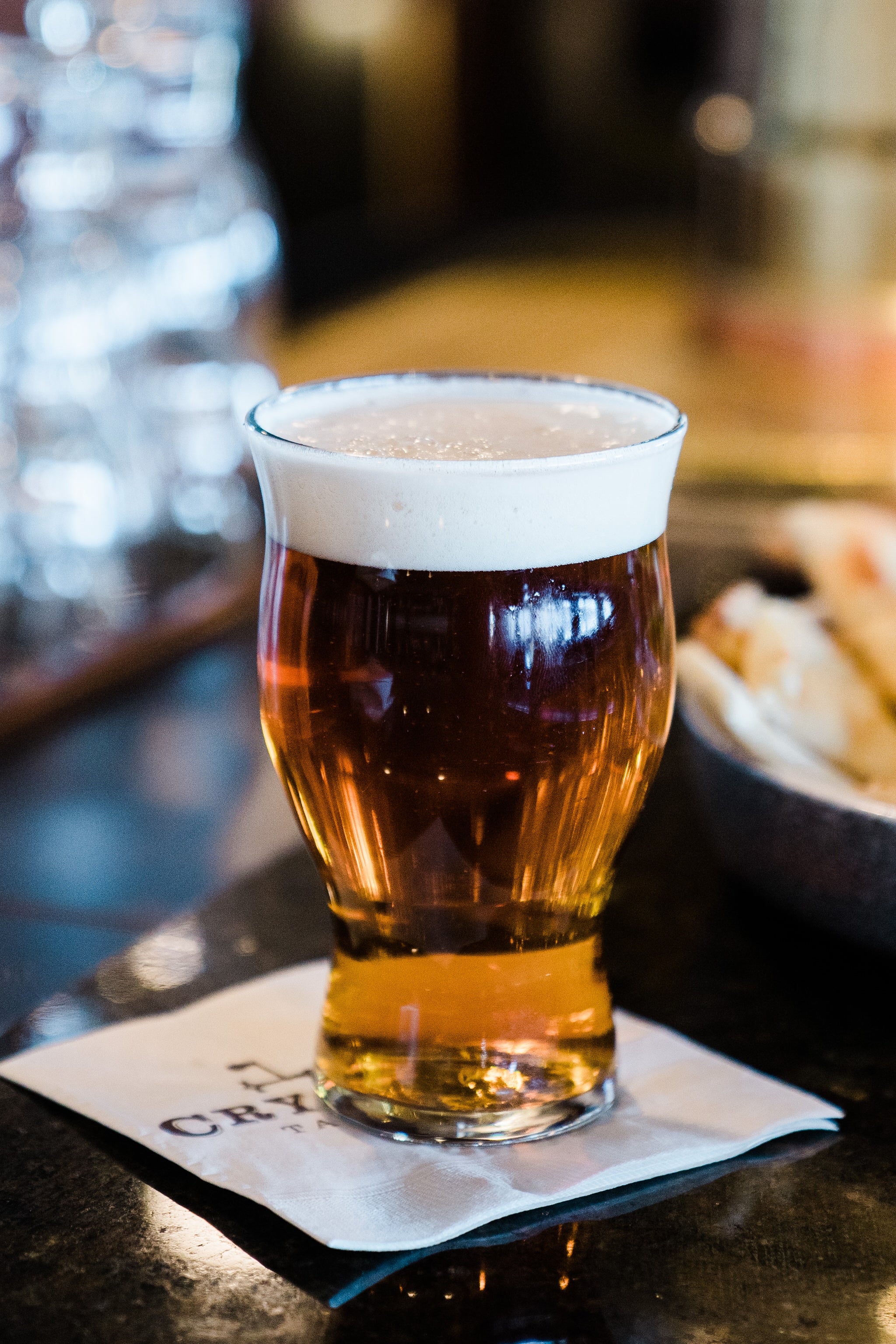 Beer draft with foam. 