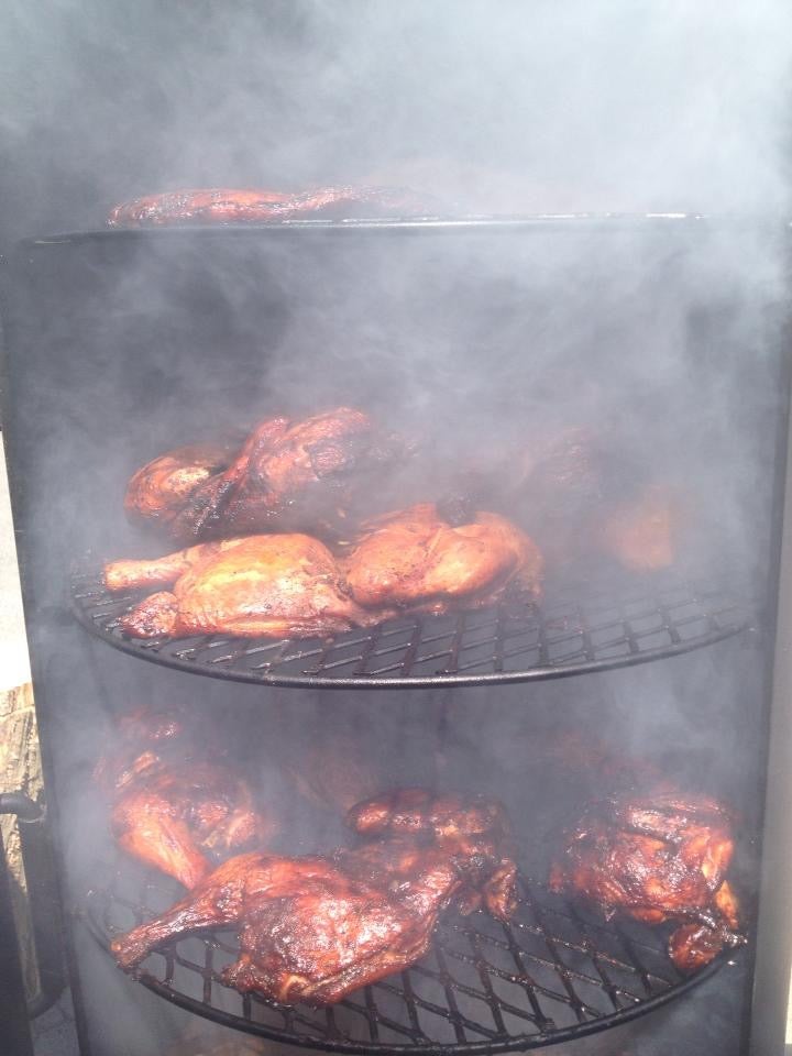 Smoked chickens
