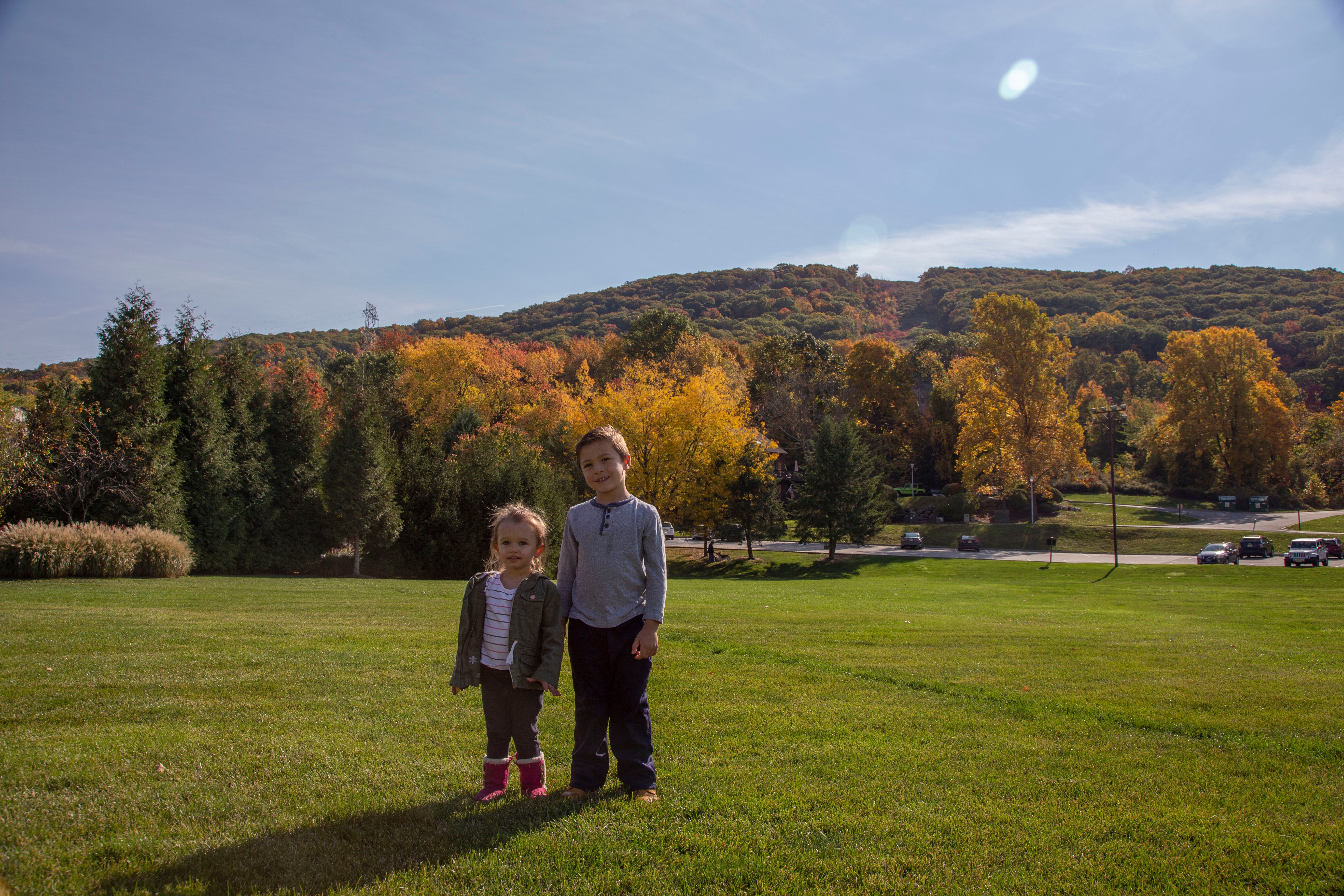 Young children enjoying the autumn season at Minerals Hotel