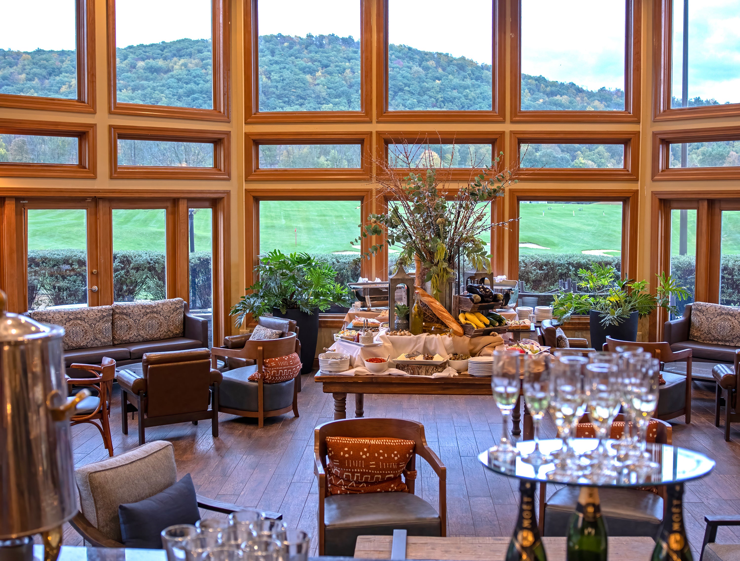 Cocktail hour with golf course views.