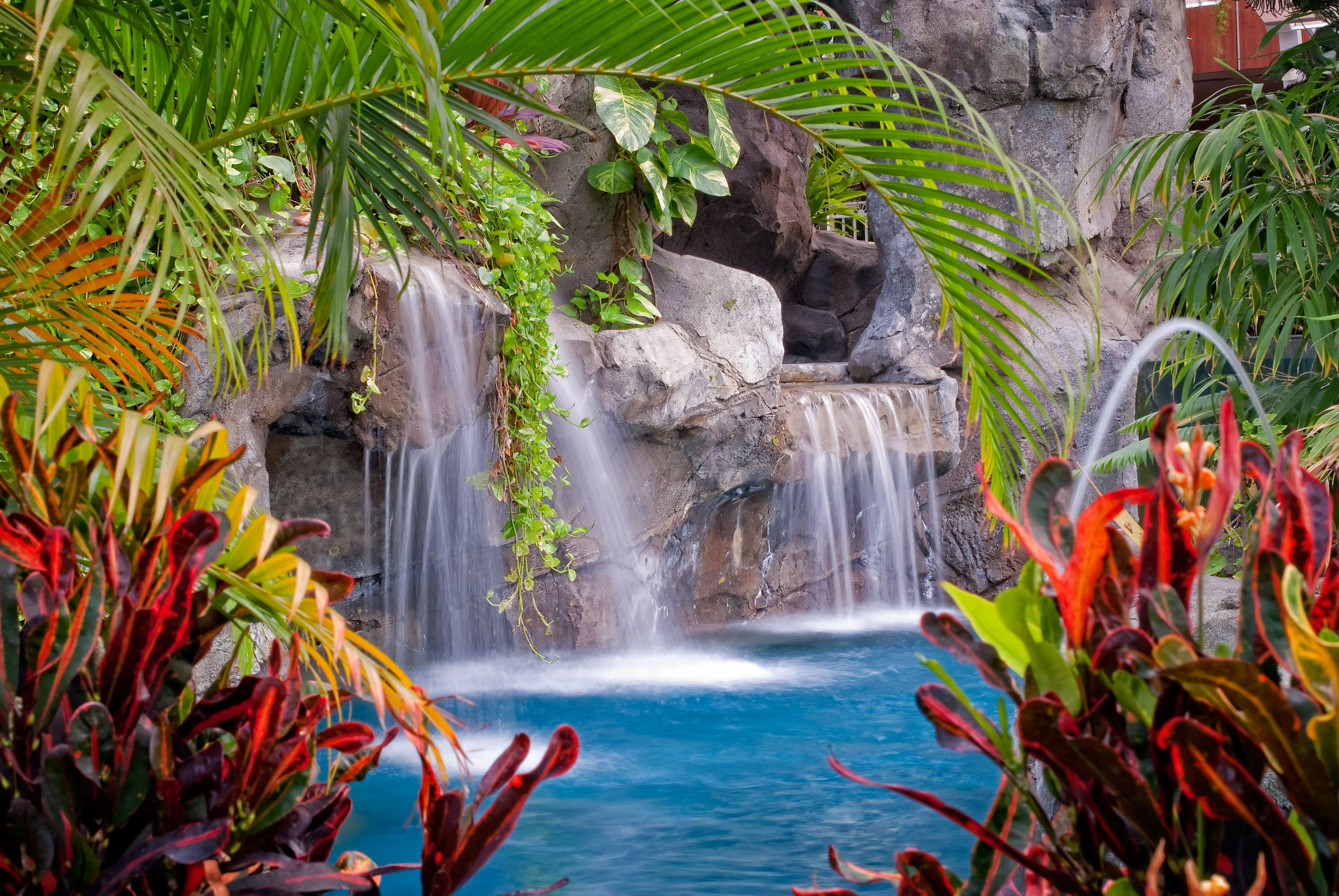 Waterfall at Biosphere Pool Complex in Grand Cascades Lodge