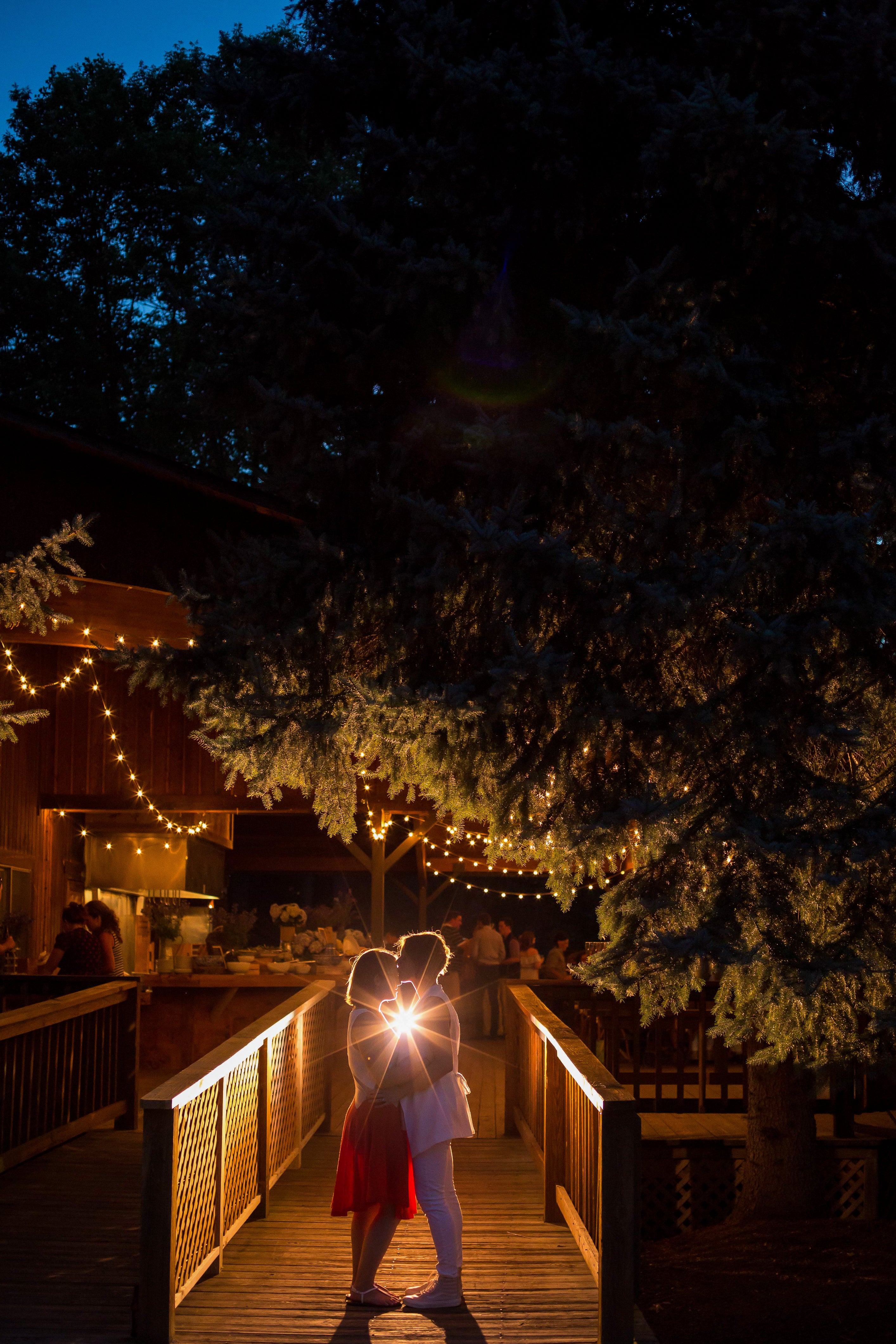 Wedding couple under the night sky