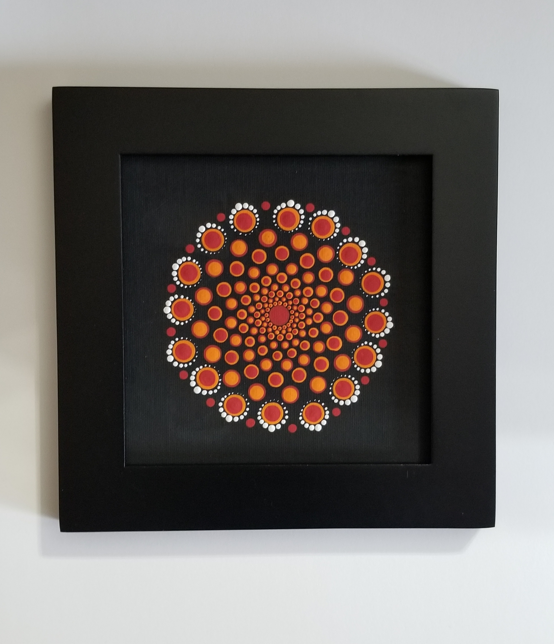 Mandala painting on black paper.