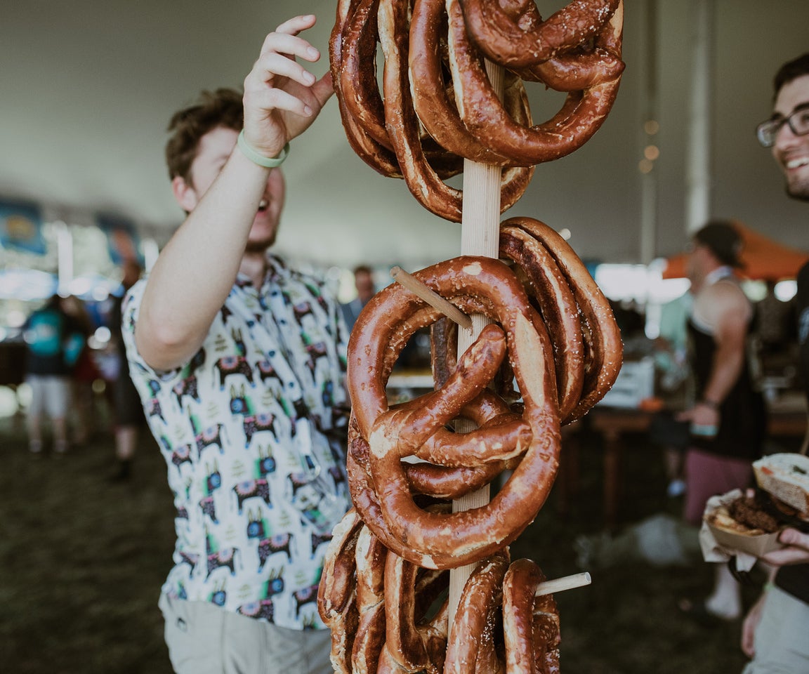 Soft pretzel tower at NJ Beer &amp; Food Festival