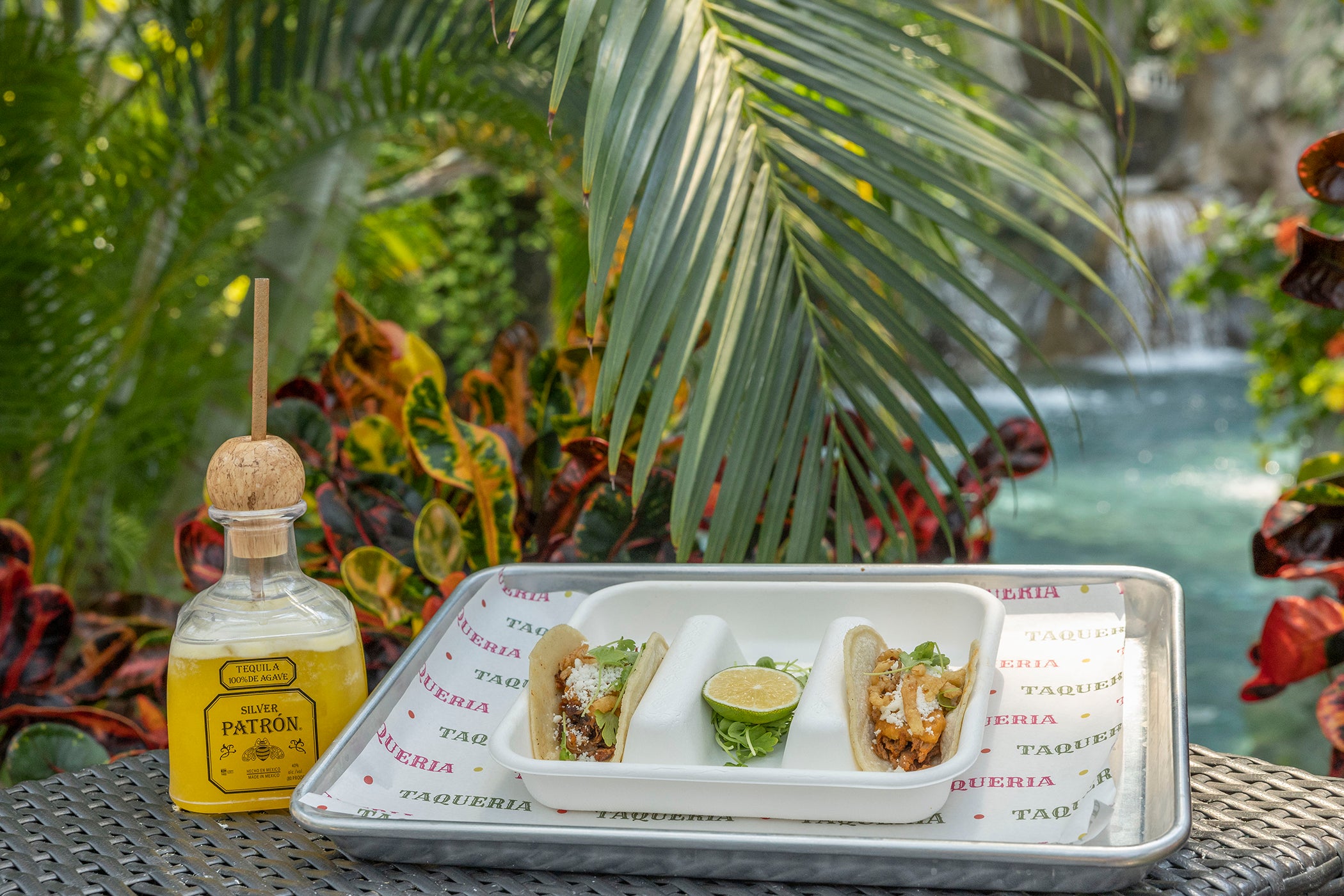 Tacos and Patron cocktail.