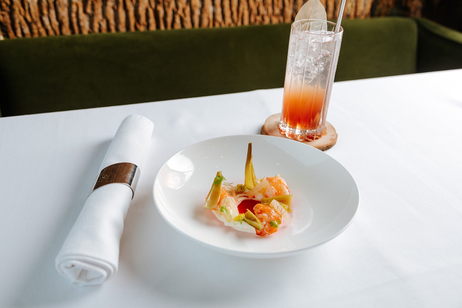 scottish langoustine carrot laksa, n’duja fat, crispy shallot