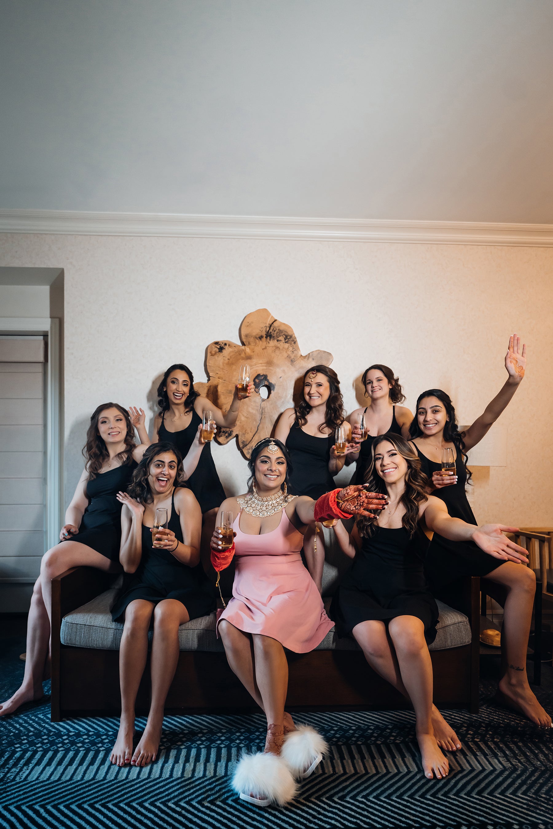 Bridal party getting ready for wedding