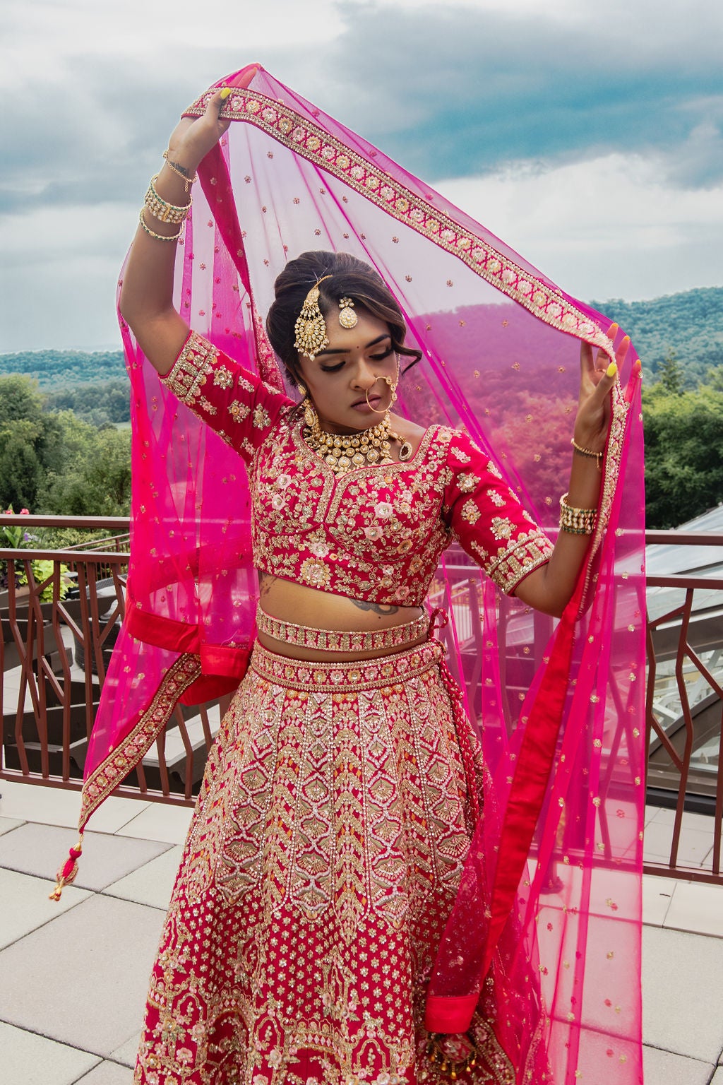 Indian Bride on the Fire &amp; Water Terrace