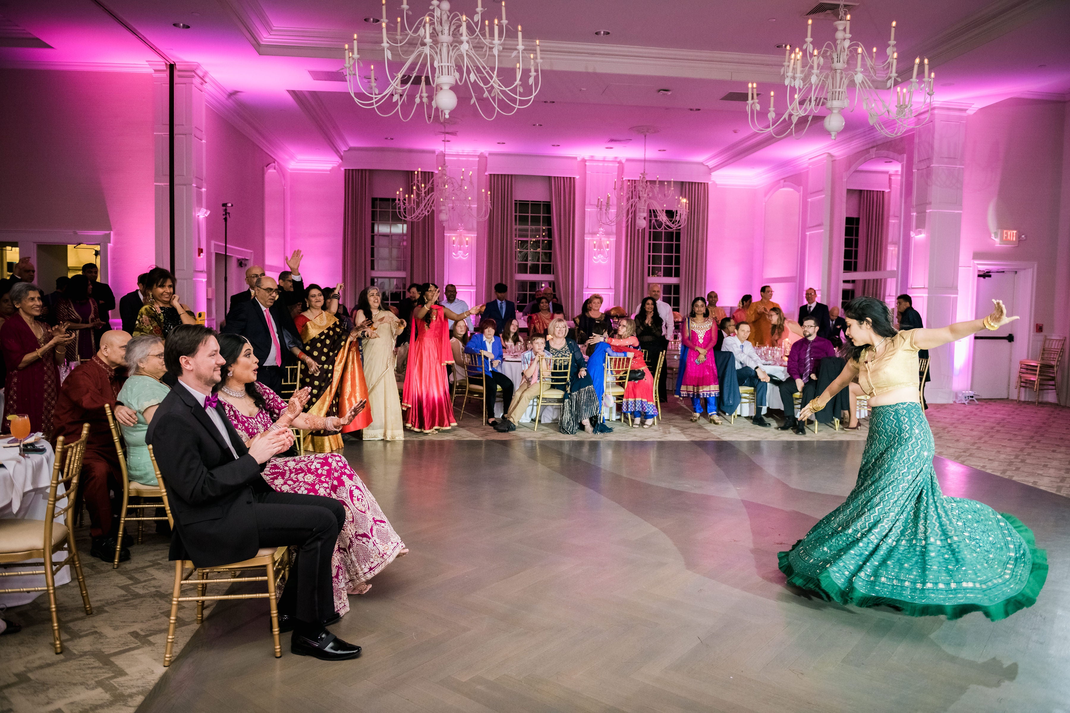 Indian wedding reception in the Emerald Ballroom
