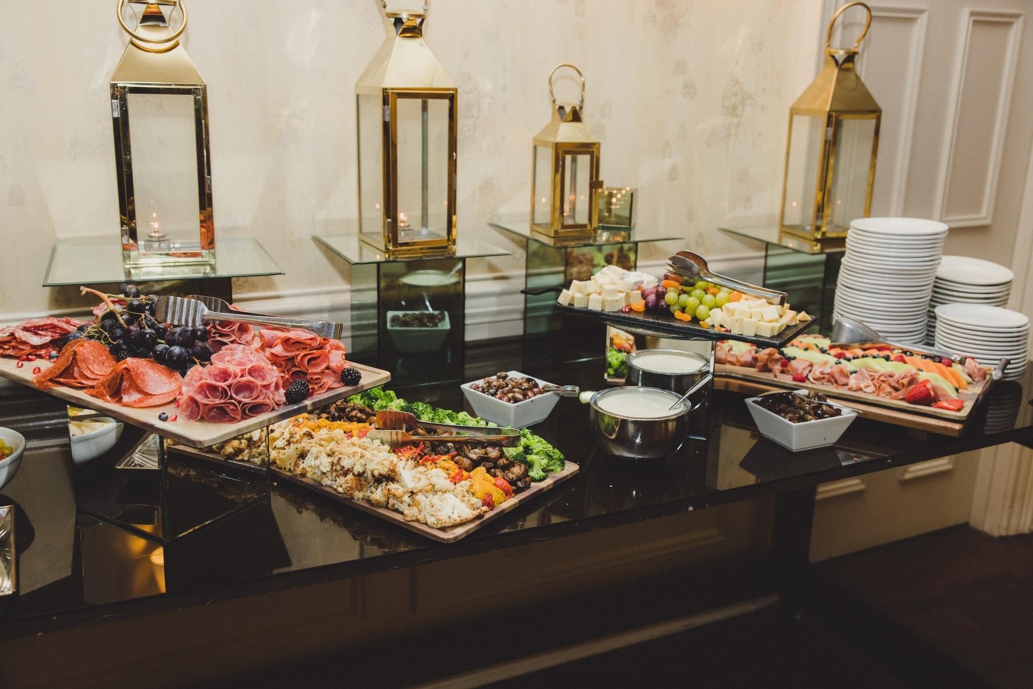 Cocktail hour buffet table