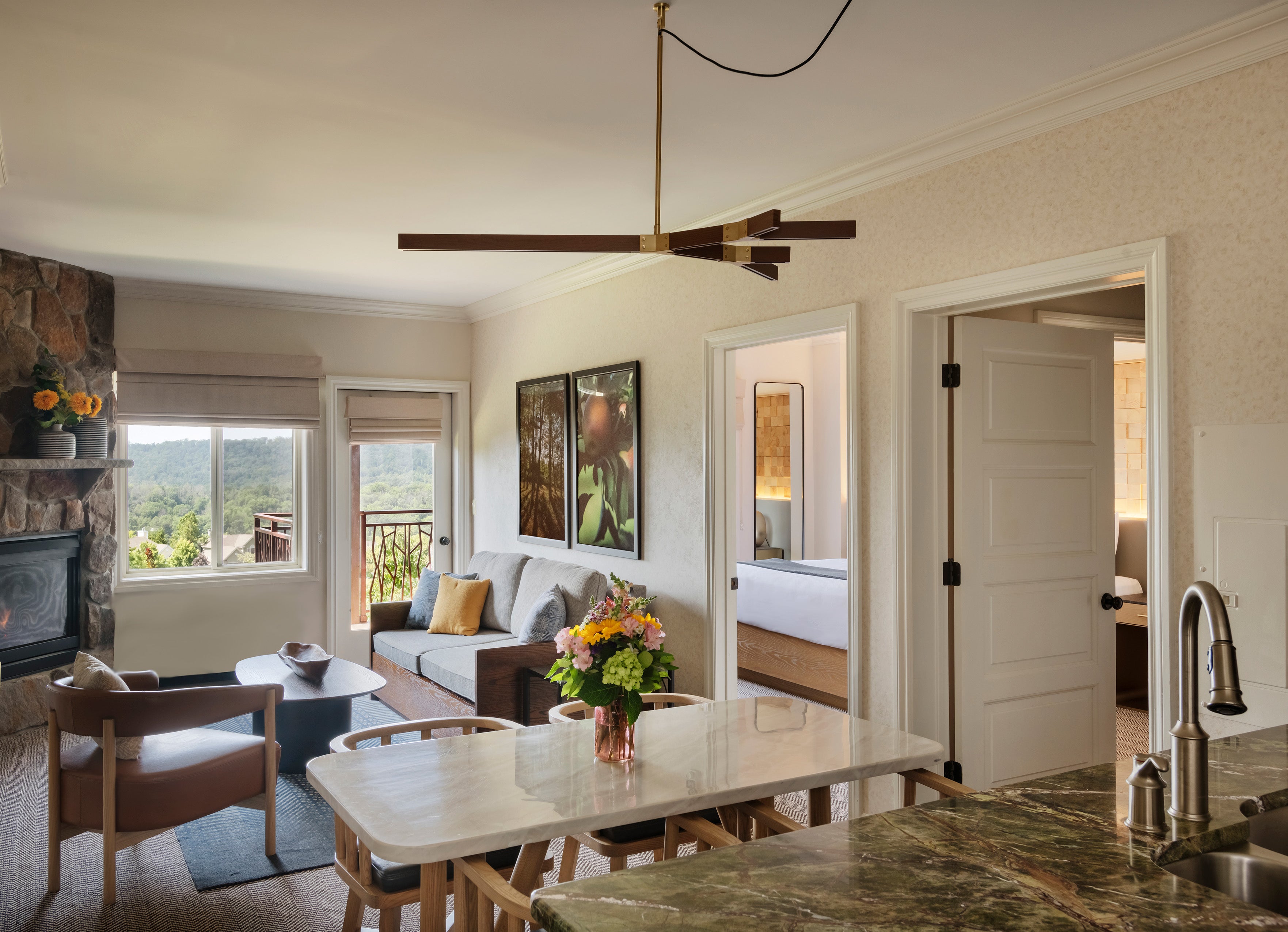 Living room in hotel suite at Grand Cascades Lodge