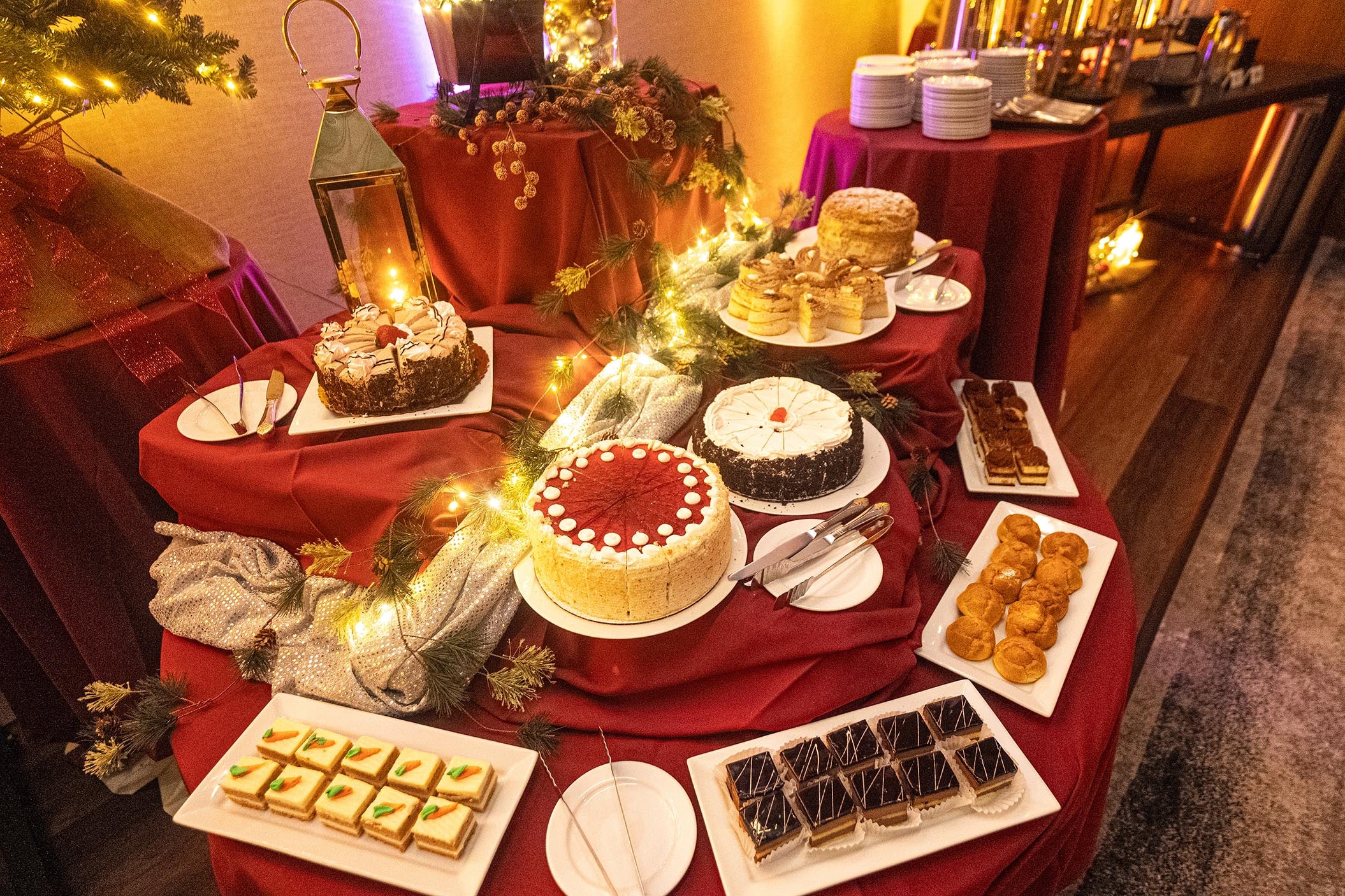 Dessert set up at Crystal Springs Resort holiday party.