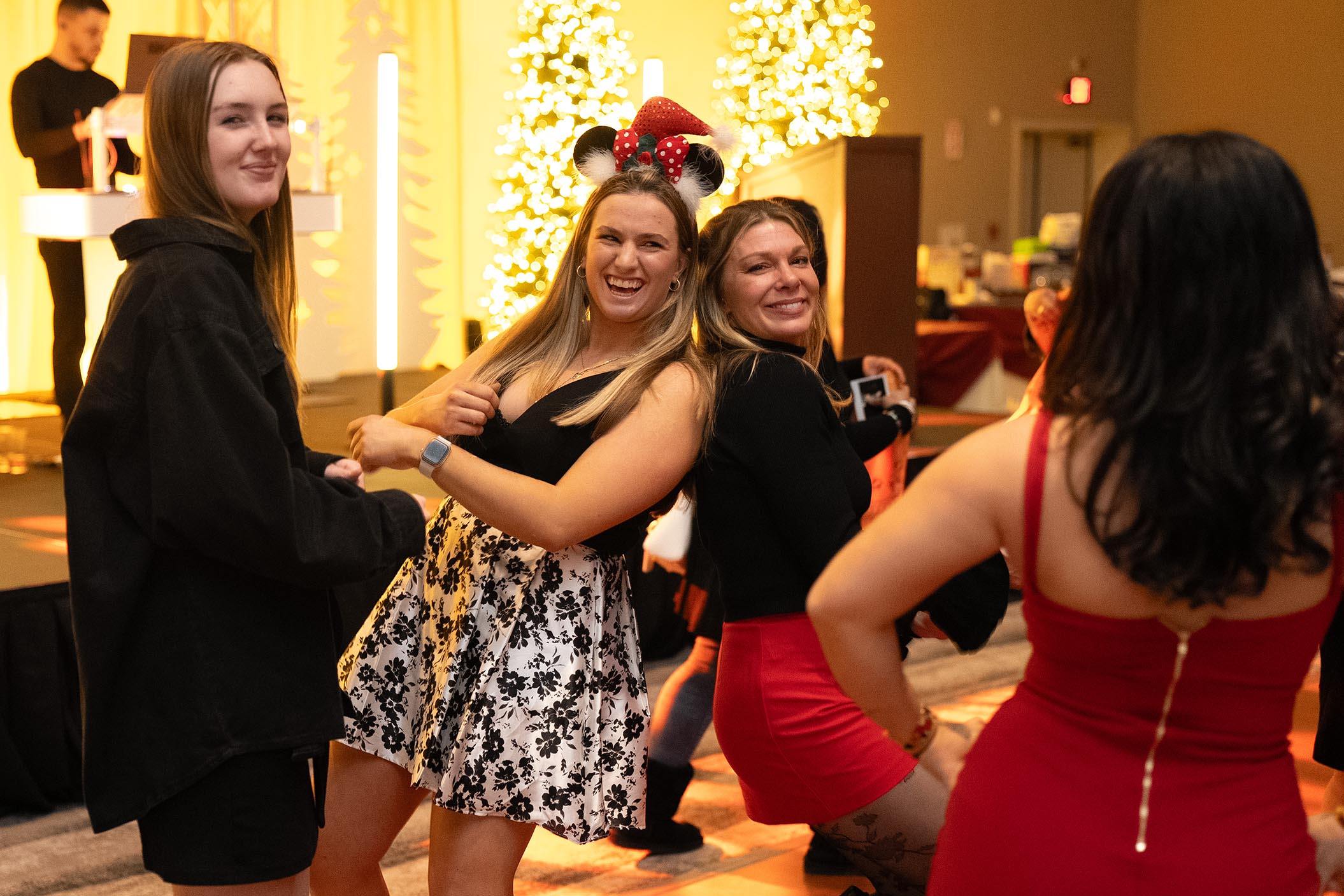 Woman on dance floor in the Canyon Ballroom.