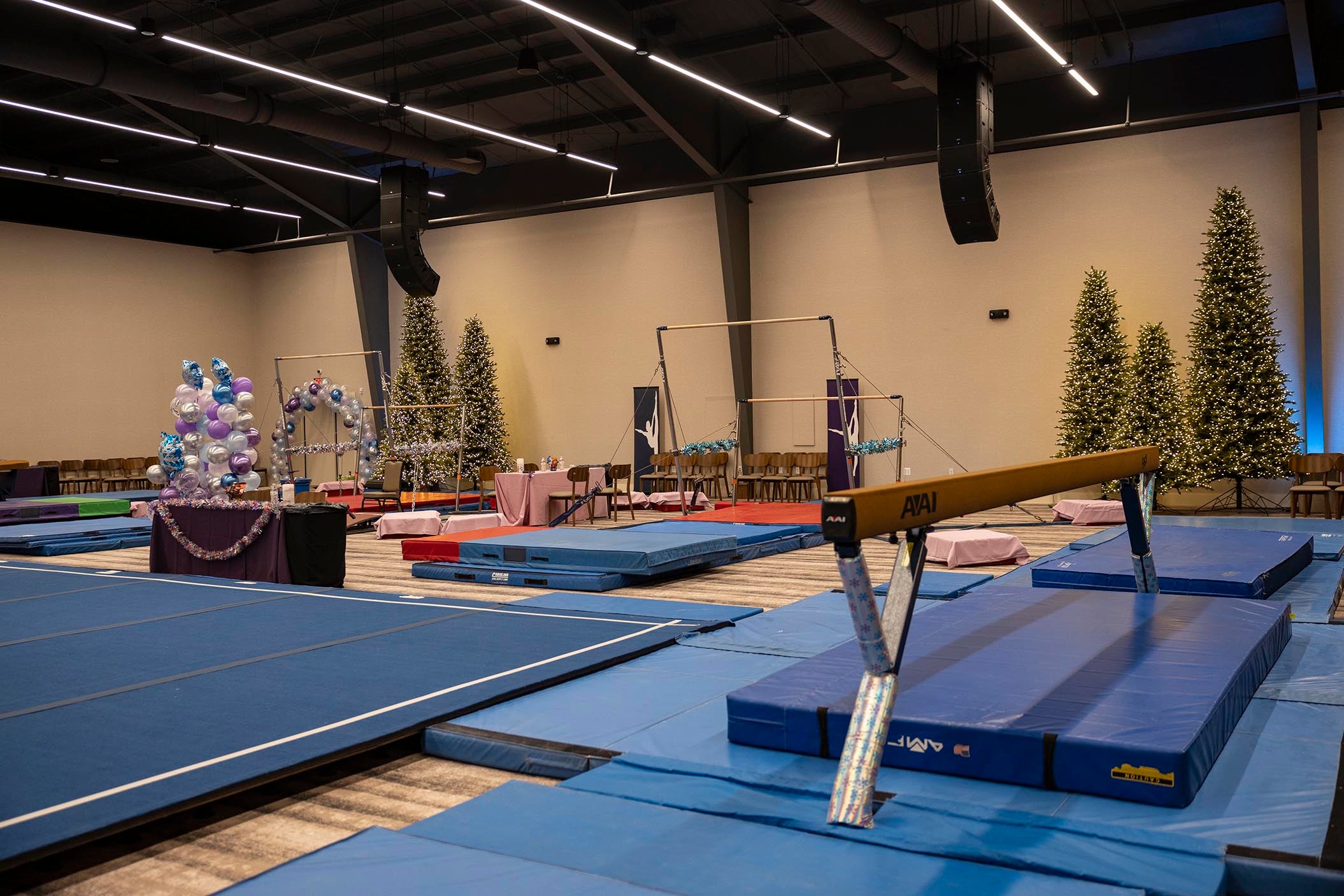 Canyon Ballroom set up for gymnastics competition.