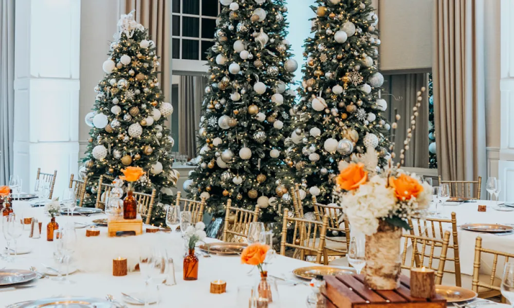 Emerald Ballroom set up for New Year's Eve