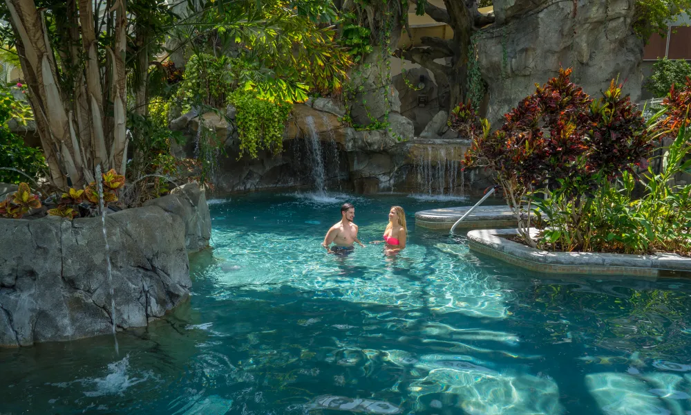 Couple in the Biosphere Pool Complex.
