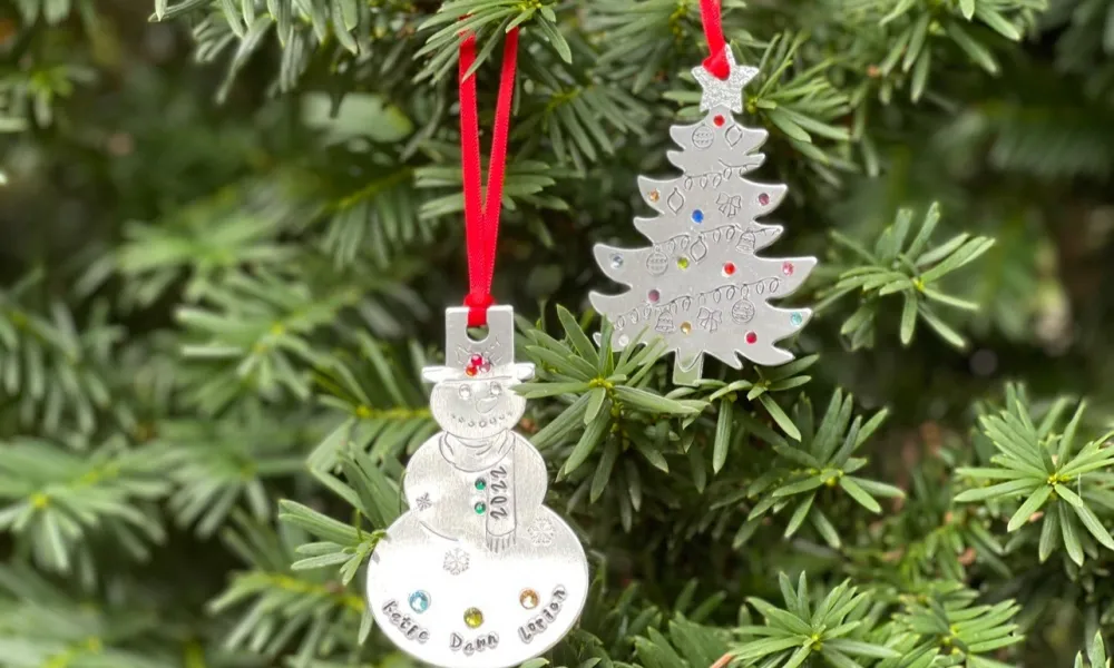 Metal stamped ornaments.