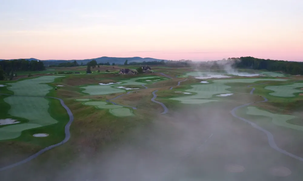 Ballyowen Golf Course with fog. 