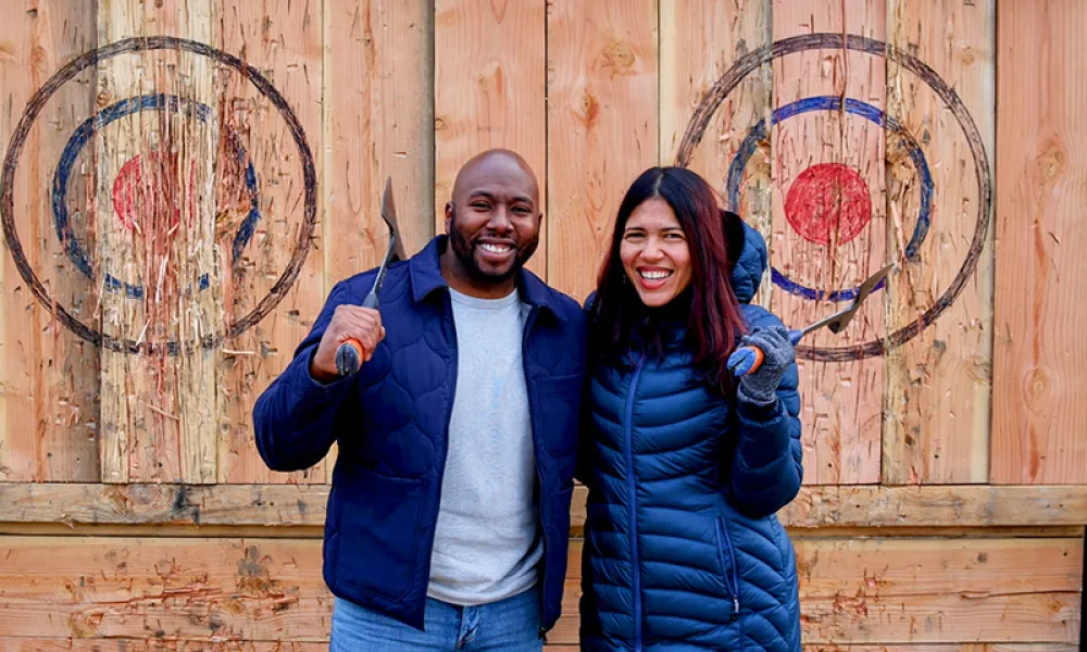 Axe throwing couple. 