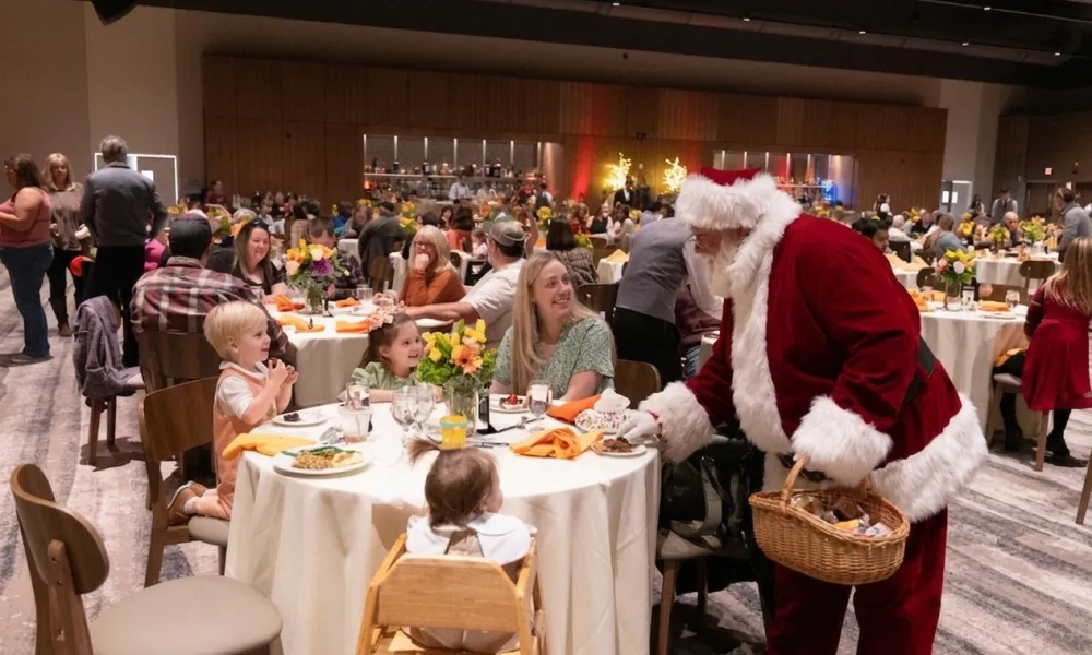 Santa at Thanksgiving table in Canyon.