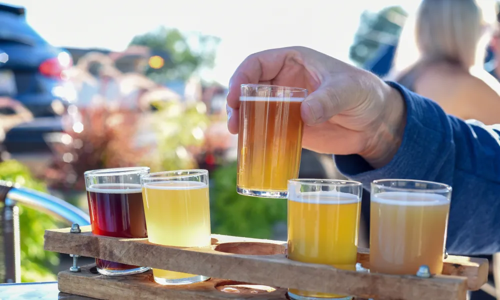 A Flight of Beer Being Sampled
