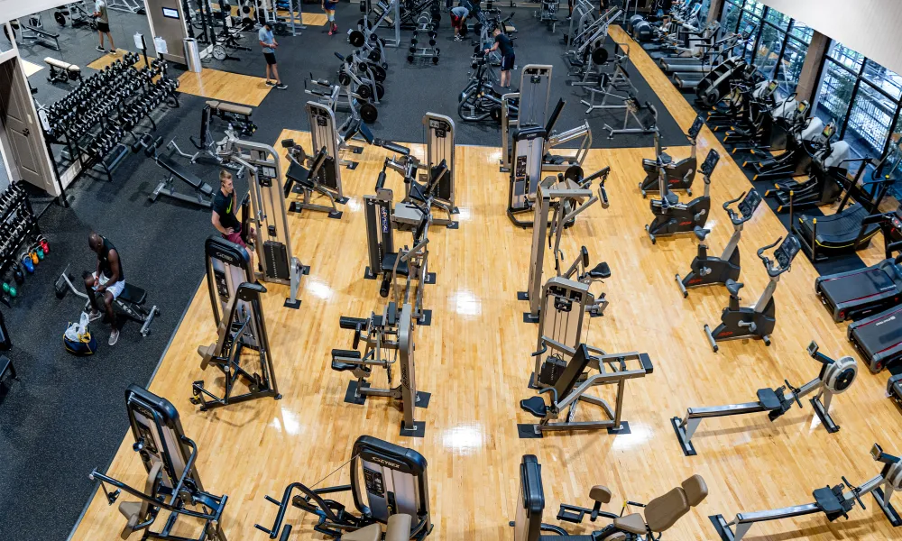 Minerals Sports Club gym floor from above.