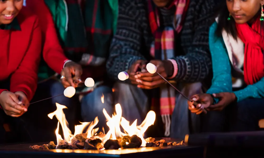 People roasting marshmallows.