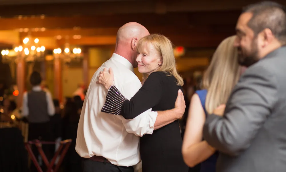 Couple slow dancing.