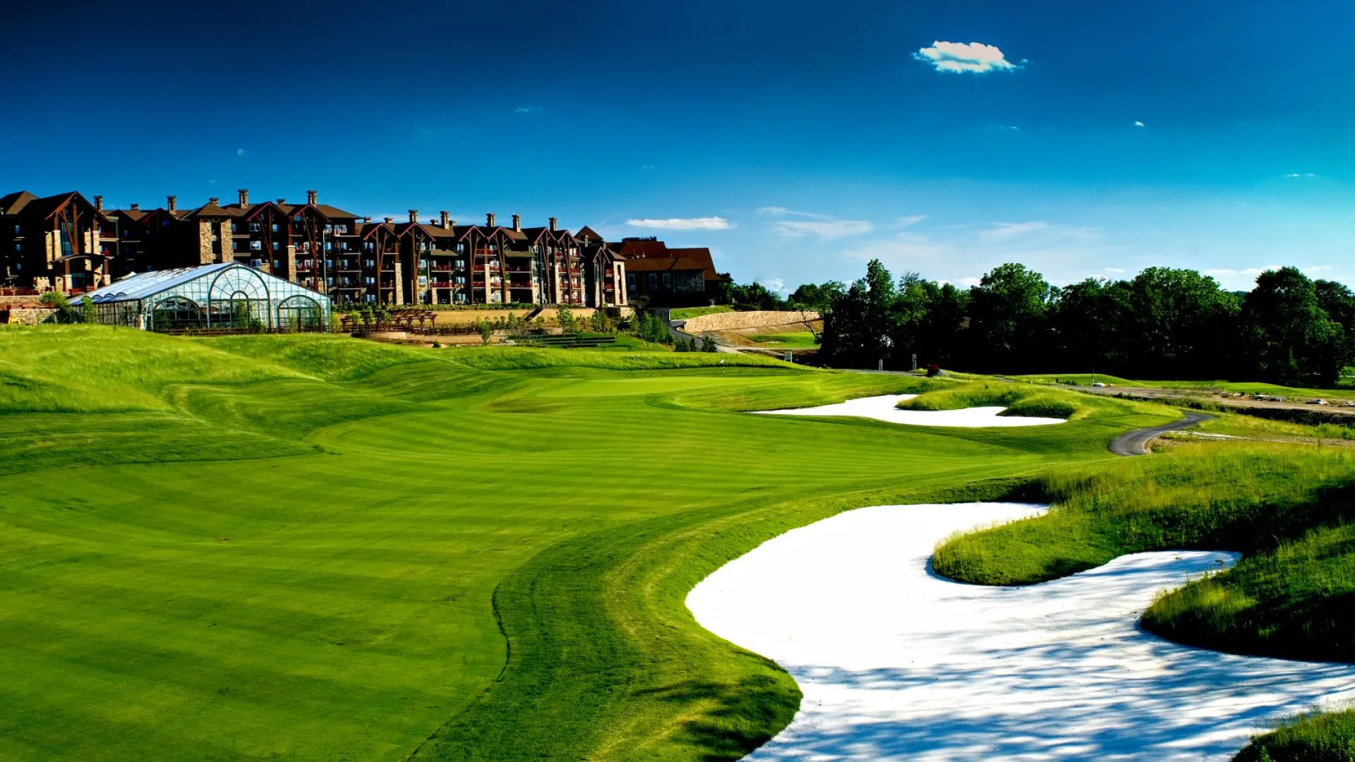 The fairway of Cascades Golf Course at Crystal Springs Resort