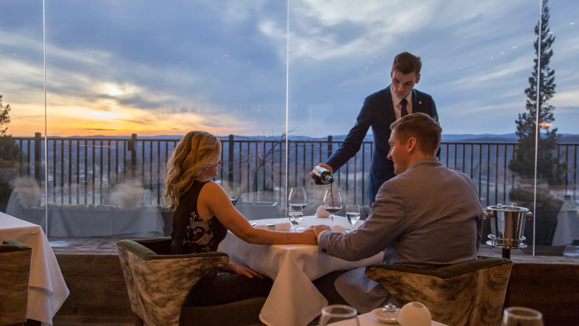 Couple dining with a view