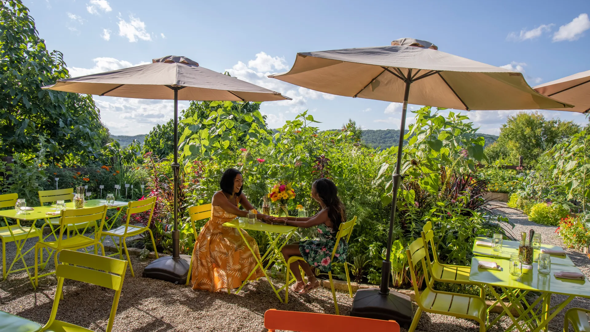 Girls enjoying a mother daughter lunch at Chef's Garden