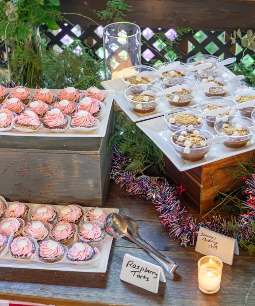 Food display at BBQ.