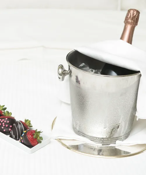 Champagne and chocolate covered strawberries