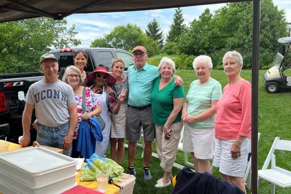 Family standing together. 