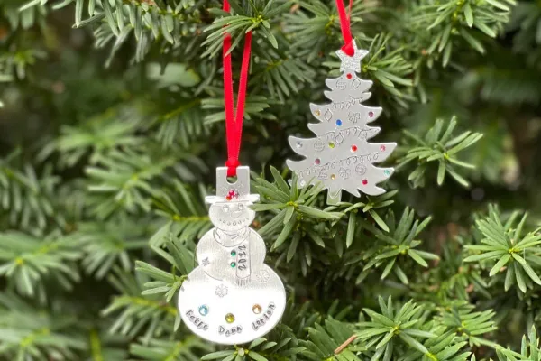 Metal stamped ornaments.