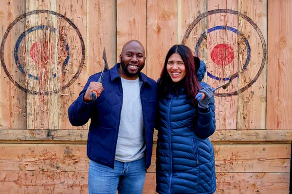 Axe throwing couple. 