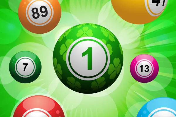 Bingo balls on a green starburst background. 