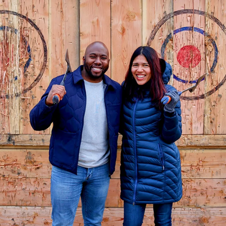Axe throwing couple. 