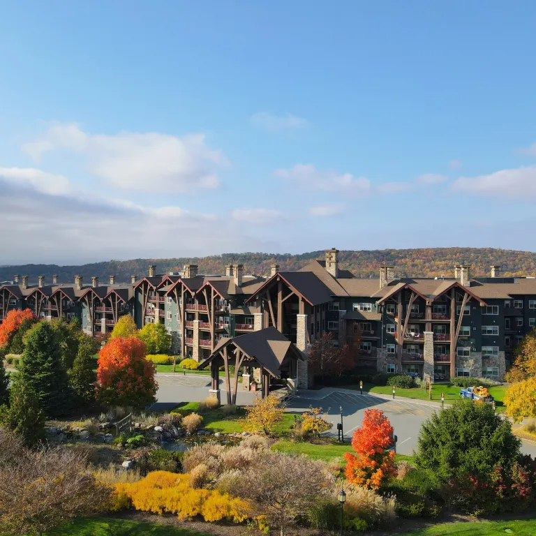 Grand Cascades Lodge during fall.