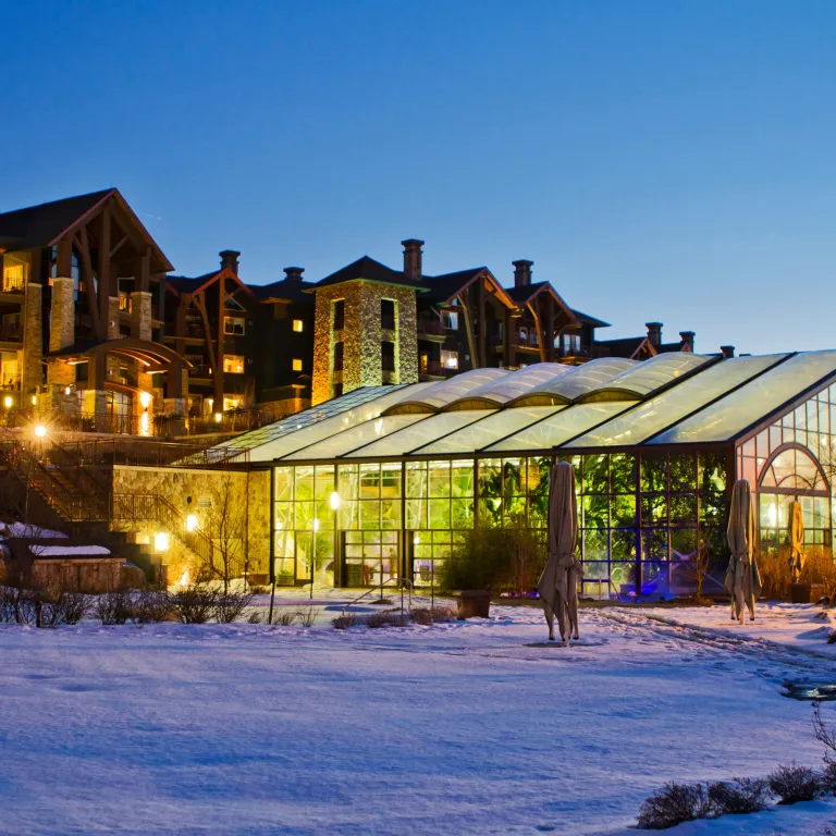 Biosphere Pool Nighttime Exterior View