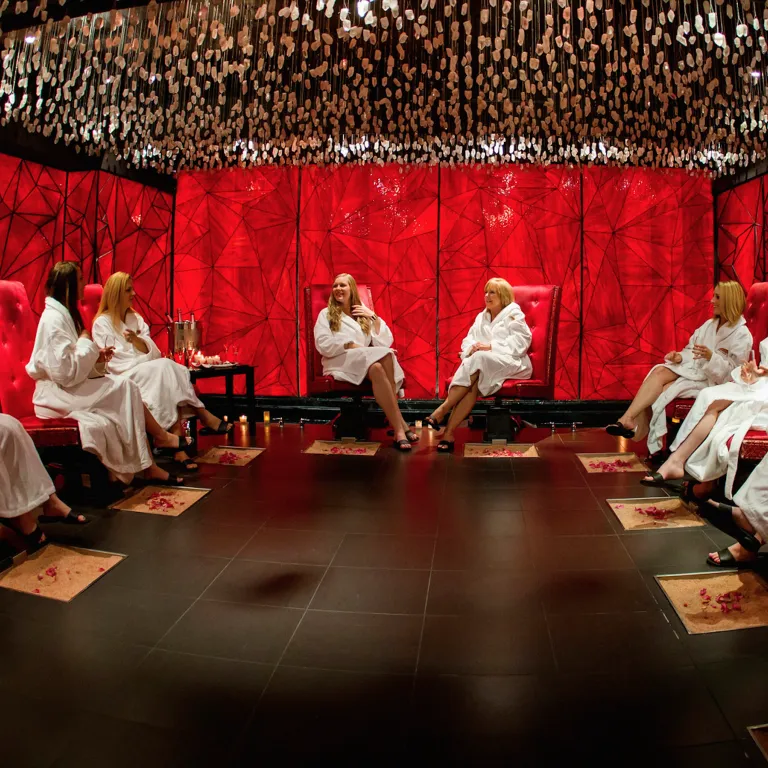 Group of woman sitting in salt room at Reflections Spa