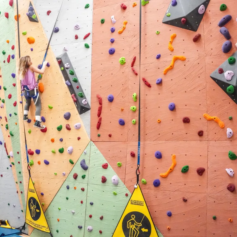 Children rock climbing.