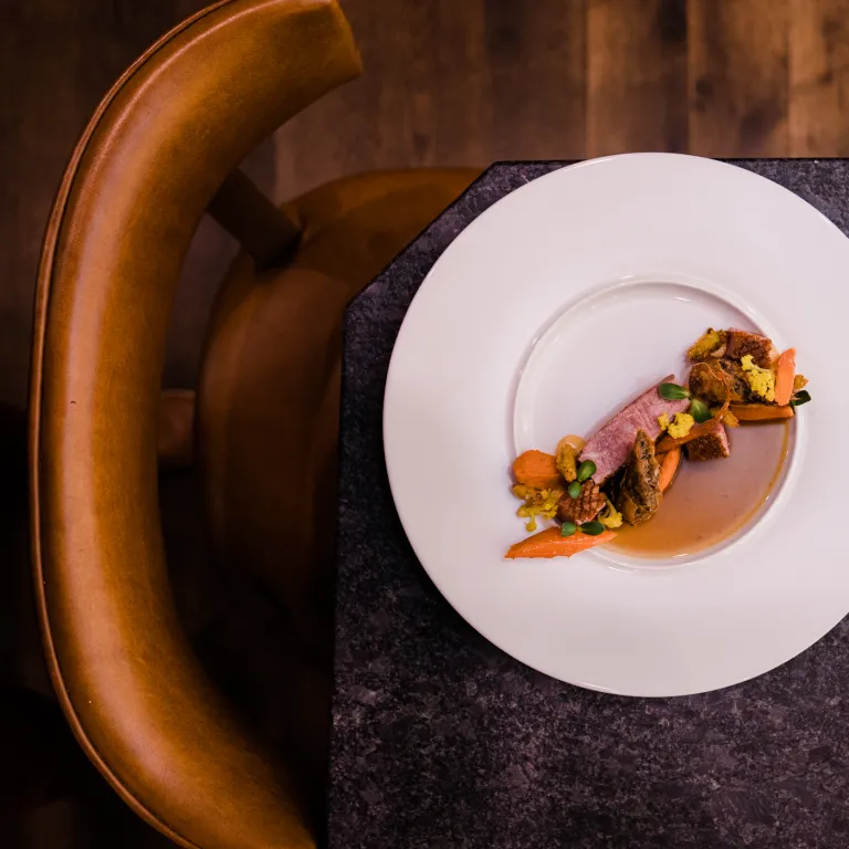 Plated dinner at Restaurant Latour