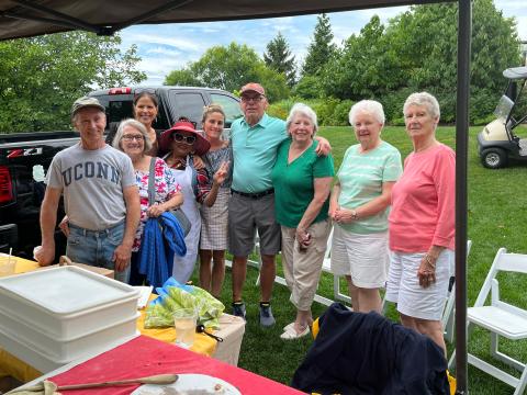 Family standing together. 