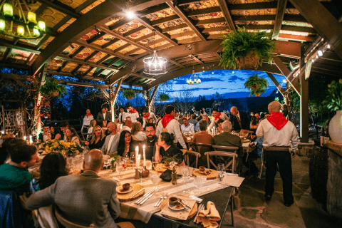 Chef's Garden dinner at night.